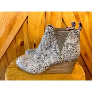 Toms Snake Print Ankle Booties - Gray and Brown